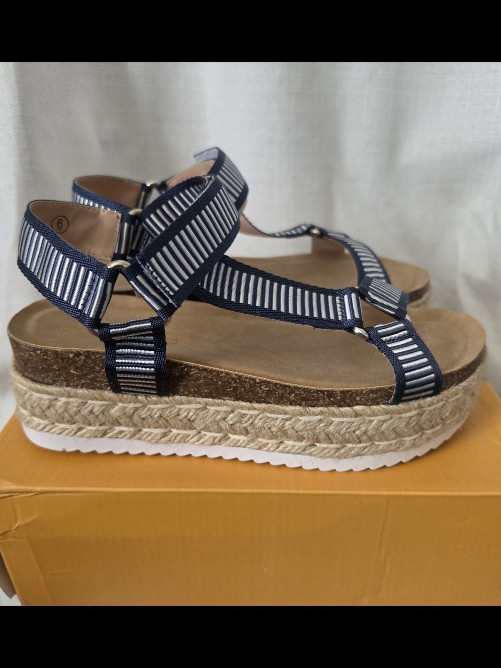 Striped Navy Platform Espadrille Sandal
